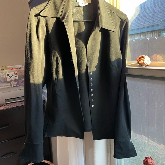 Vintage Vertigo Paris black snap button down top - Picture 9 of 16